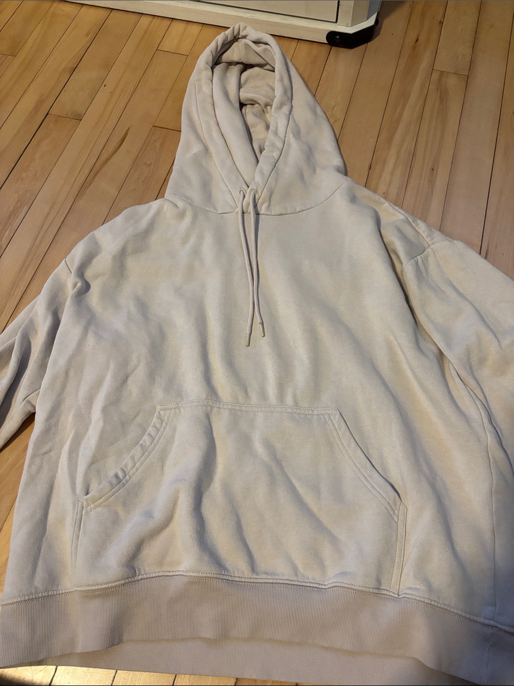 H&M Men's Oversized Cream Pullover Hoodie